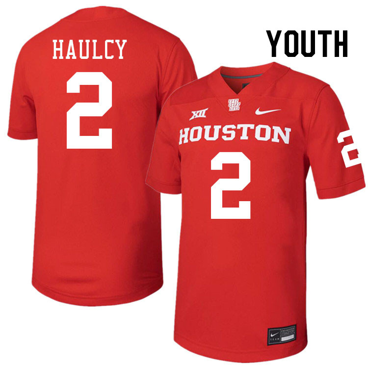 Youth #2 A.J. Haulcy Houston Cougars College Football Jerseys Stitched-Red